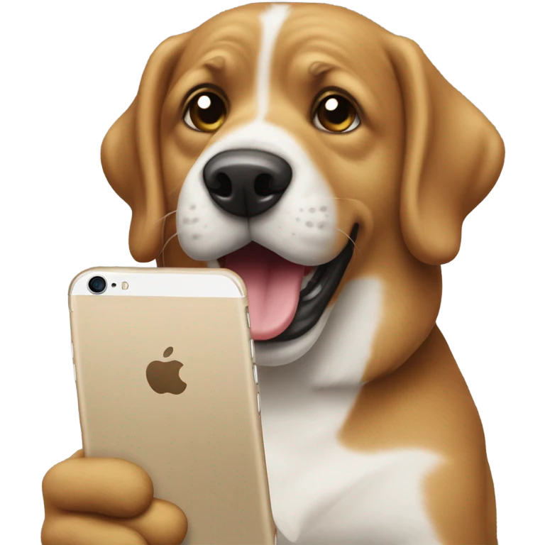 Perro con iPhone emoji