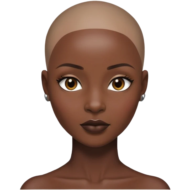 Alluring african woman shaved head beautiful emoji