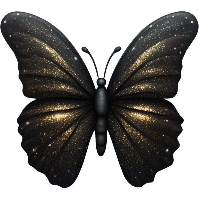 A black glittery butterfly  emoji