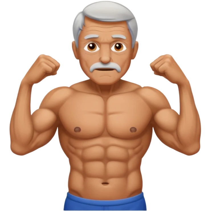 Old guy with muscly body emoji