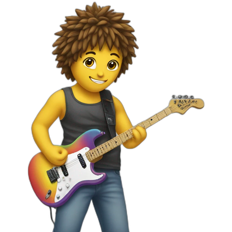rainbow electric guitar with me with band emoji