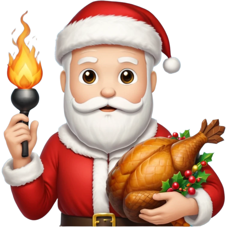 Santa holding a bomb and a turkey emoji