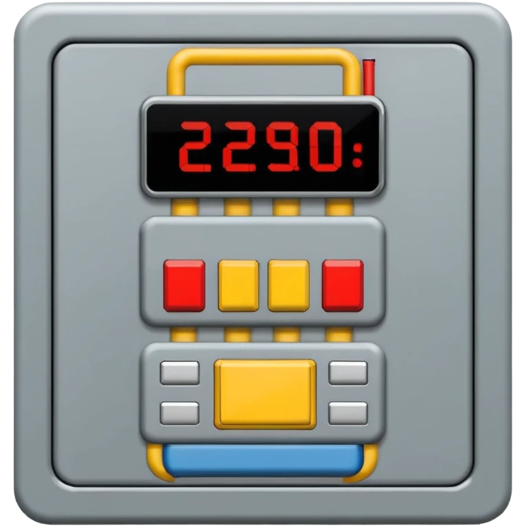 Emoji-style illustration of an electrical control cabinet, flat vector look, bold outlines, minimal details, no background. emoji
