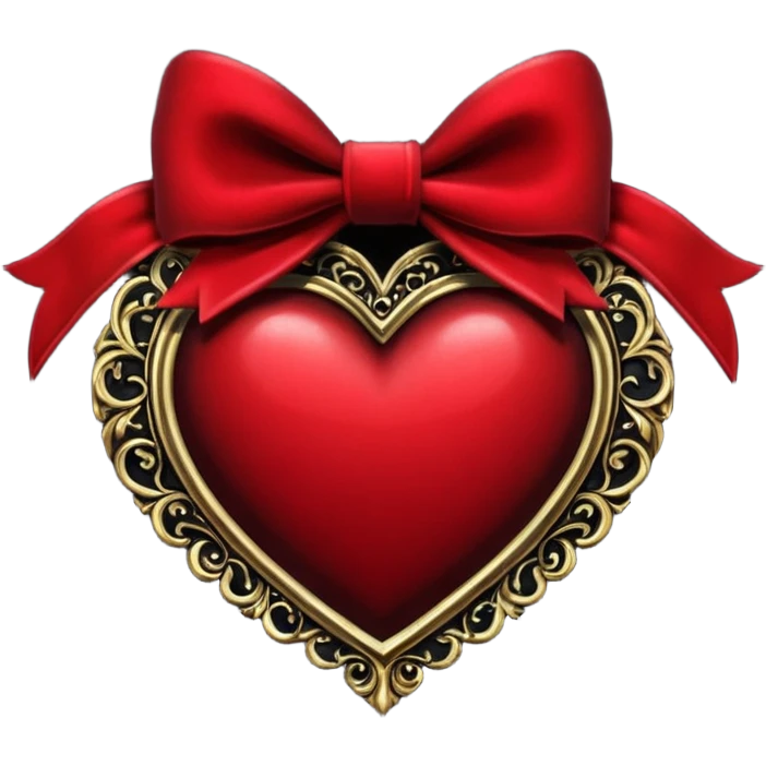 heart with a velvet bow, goth emoji