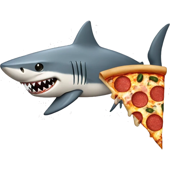 Make a shark with human legs eating a pizza emoji