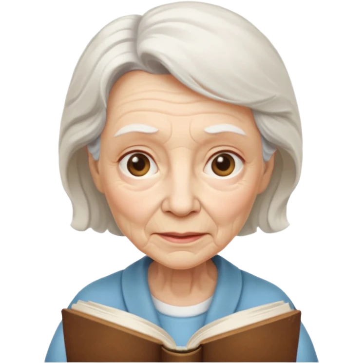 elderly female holding book emoji