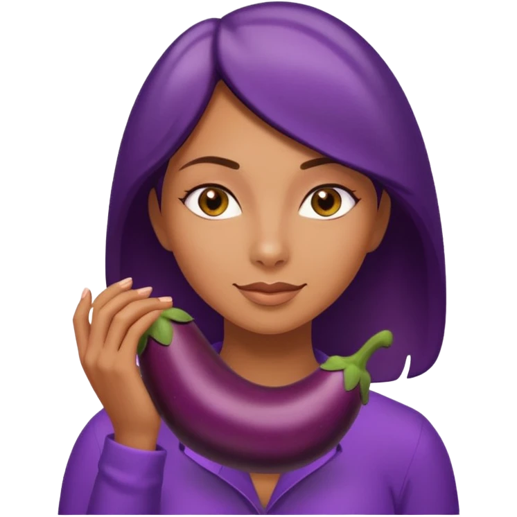 Naked woman with hand around eggplant  emoji