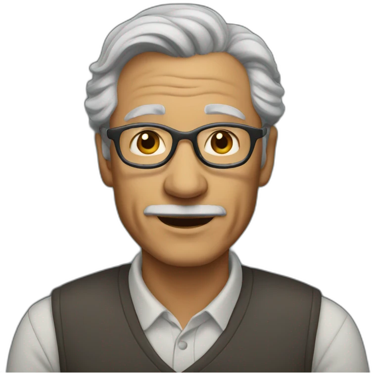 50 years professor with gray hair, without beard without mustache emoji