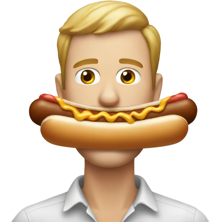 White man eating hotdog emoji