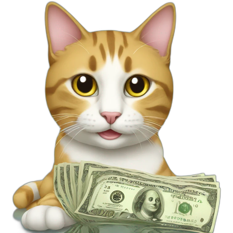 Real cat with money emoji