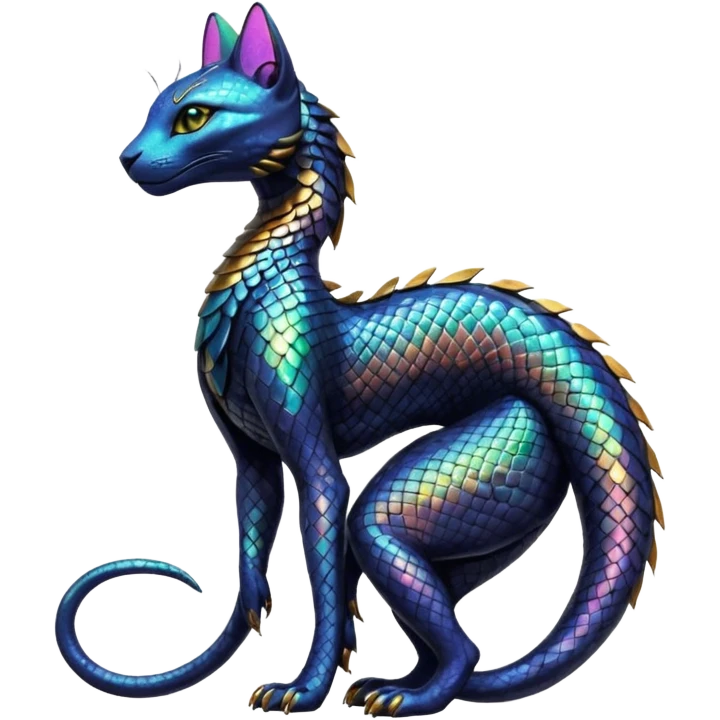 Futuristic Ethereal Beautiful Salandit-Bastet-Fakémon-hybrid-creature (full body)  emoji