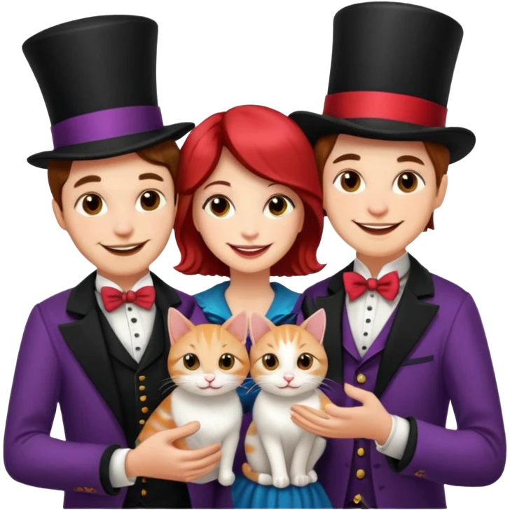 magician couple and their pet cat emoji