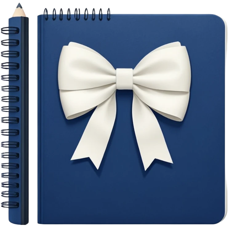 Navy blue notebook with a white bow on it emoji