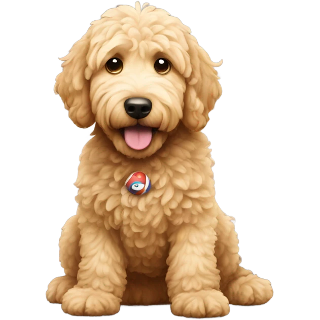 Golden doodle hondling a ball emoji