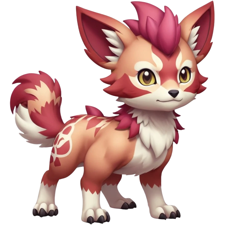 Vibrant Male cute cool anime-styled Falvie-Fionbri-fantasy-creature-Fakémon-Pokémon, full body, with random markings emoji