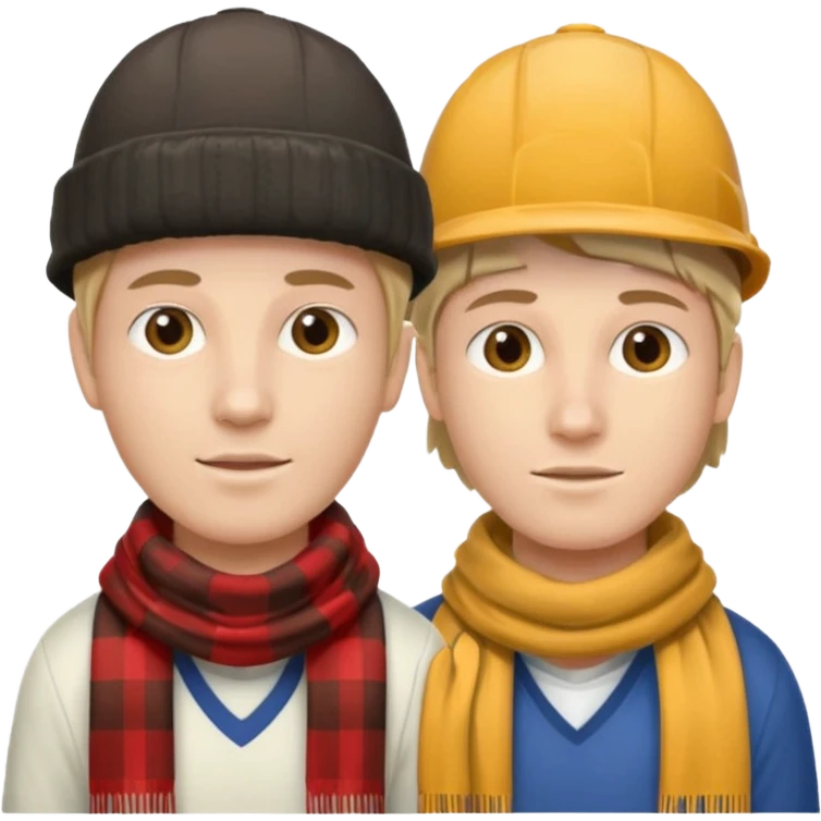 one person with two heads: with one head wearing a loggers hat and the other a football scarf emoji