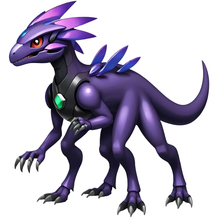 Shiny Dark Nebula Futuristic Fakemon-Pokemon-Digimon-Spectrobes-Raptor-fusion, full body emoji