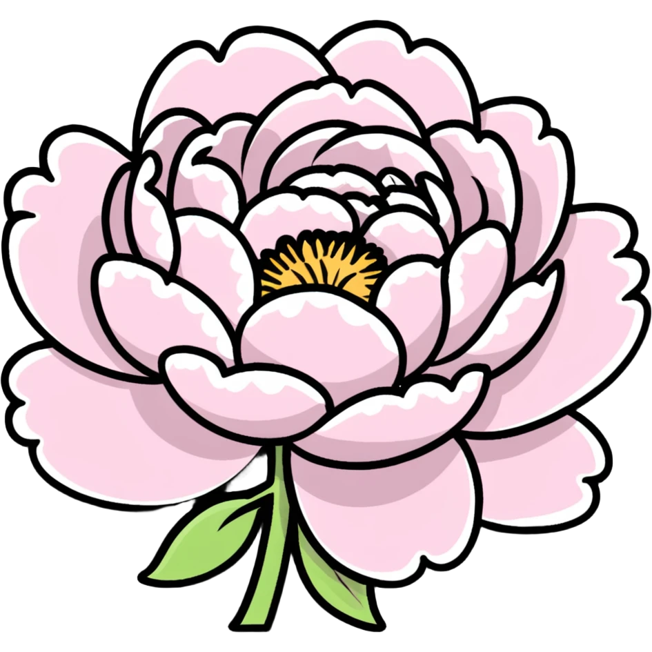 A blooming pink peony flower with ruffled petals emoji