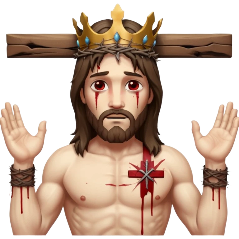 Hazme un emoji con jesuscristo en la cruz como real con el cuerpo en la cruz y la cruz entera emoji
