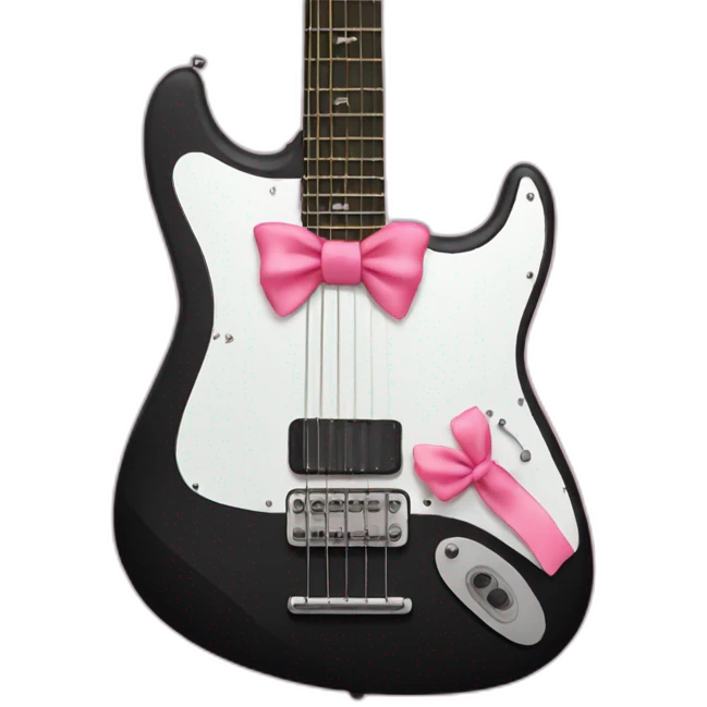 Black guitar with a thin coquette pink bow  emoji
