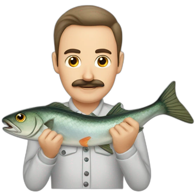 russian moustache husband with fish emoji
