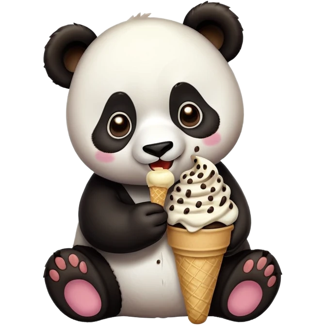 Panda eating ice cream emoji