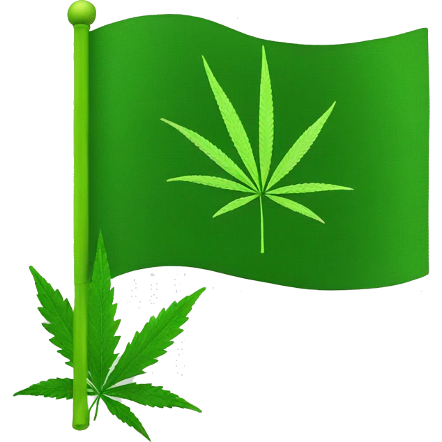 green flag with weed leaf  emoji
