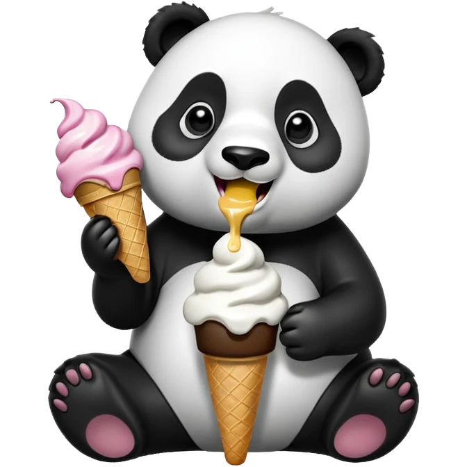 Panda eating ice cream emoji
