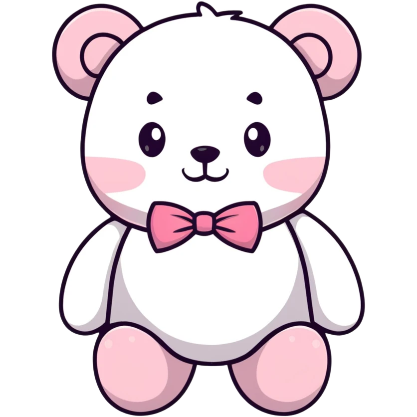 light pink teddy bear with pink bow tie emoji