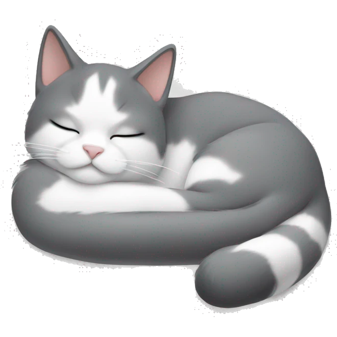 gray and white cat sleeping emoji
