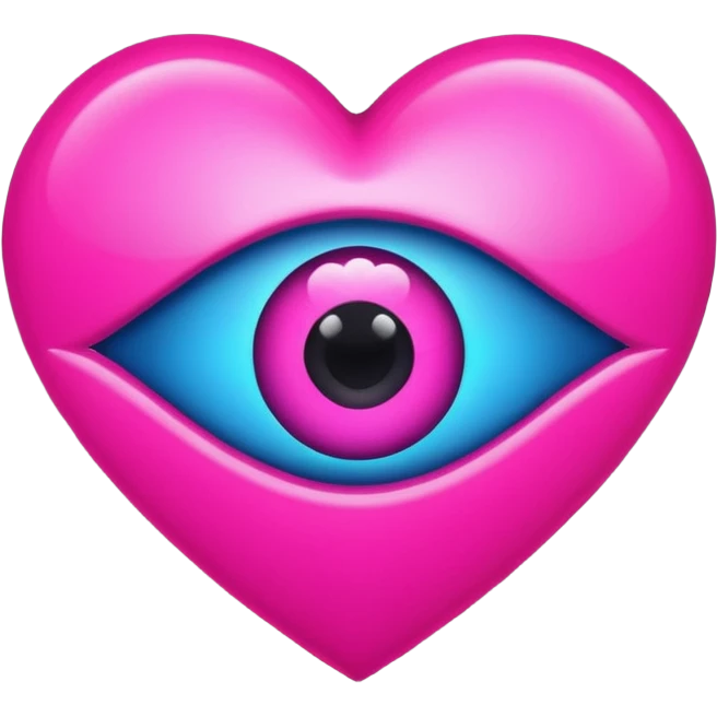 A neon heart with a eye in the center emoji
