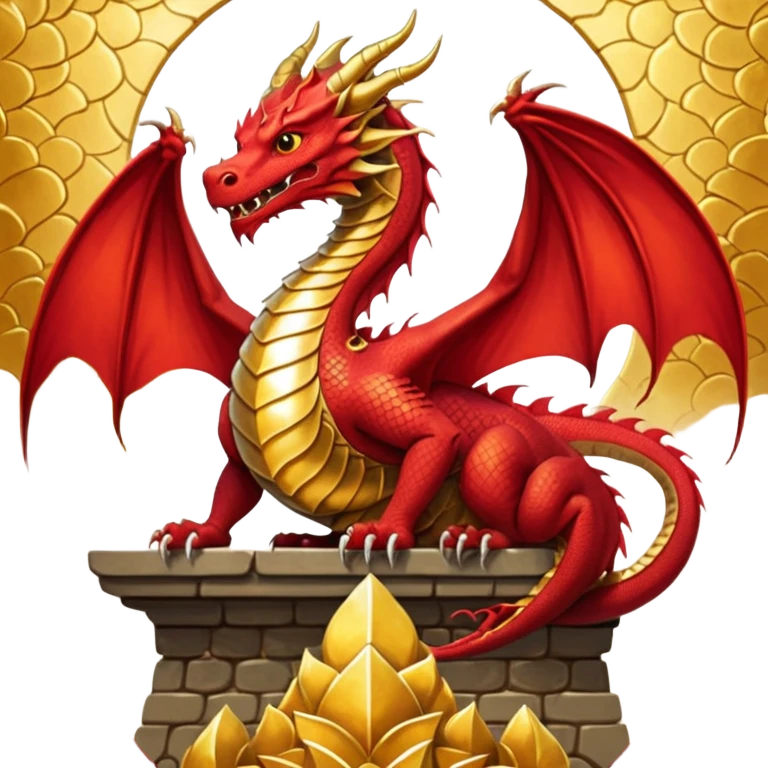 Create a poster Dragon sitting on a throne while people are watching him from below  emoji