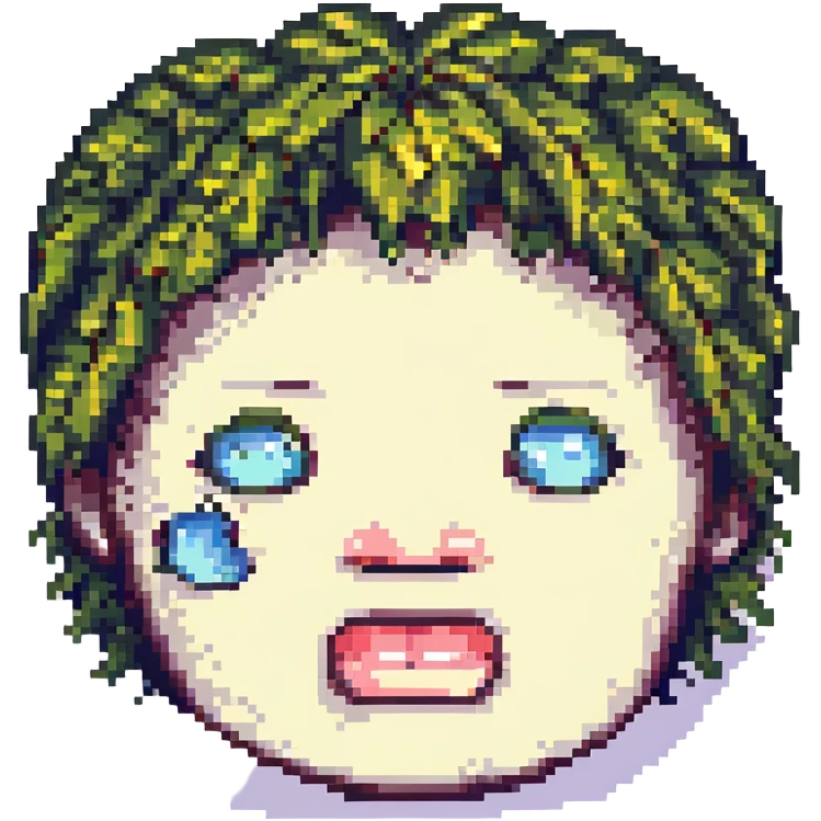 sad face pixel art style emoji