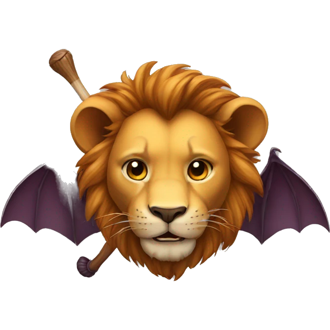 Lion with a bat emoji