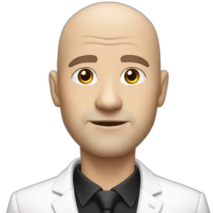 white bald man with suit and huge black facial hear emoji