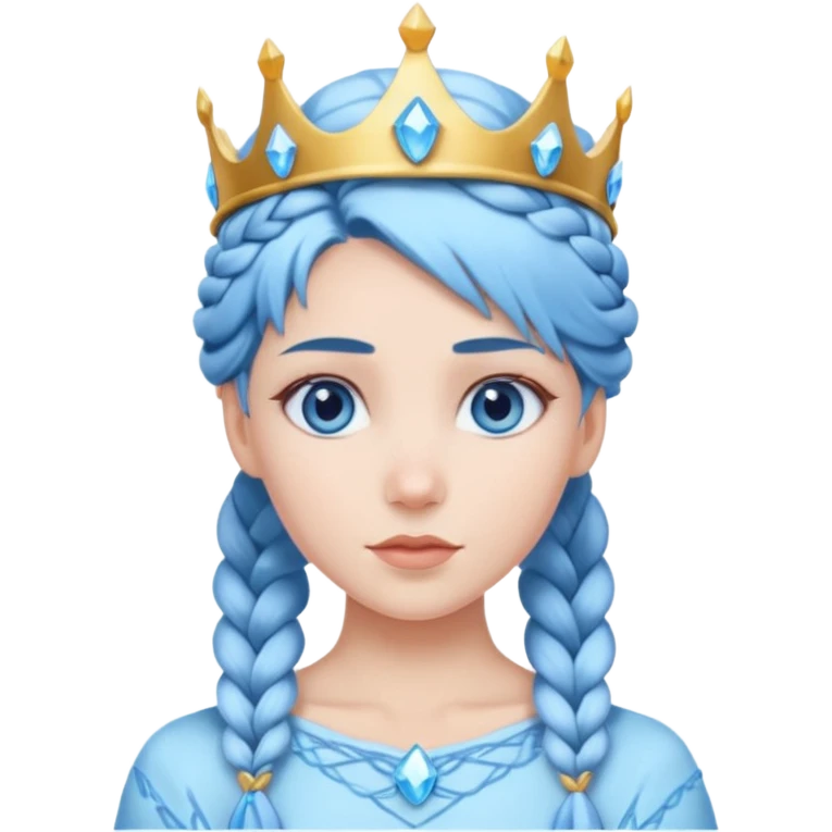braided hair ice princess with ice crown, blue hair emoji
