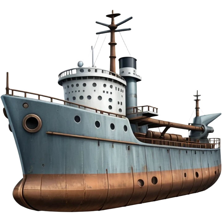 motorized ship with visible rudder, no sails emoji