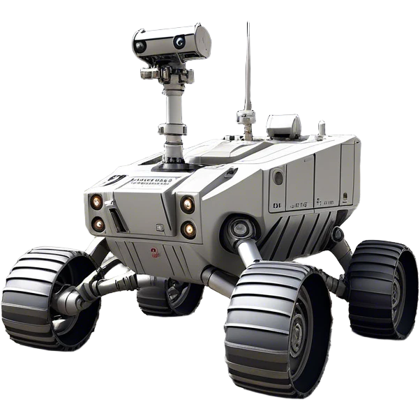 Cinematic Realistic Moon Rover – A rugged, high-tech vehicle traversing the Moon’s dusty surface. Its thick wheels leave tracks in the fine lunar regolith, with Earth hanging in the distant sky. Every mechanical detail of the rover is meticulously rendered, emphasizing its role in human exploration. emoji
