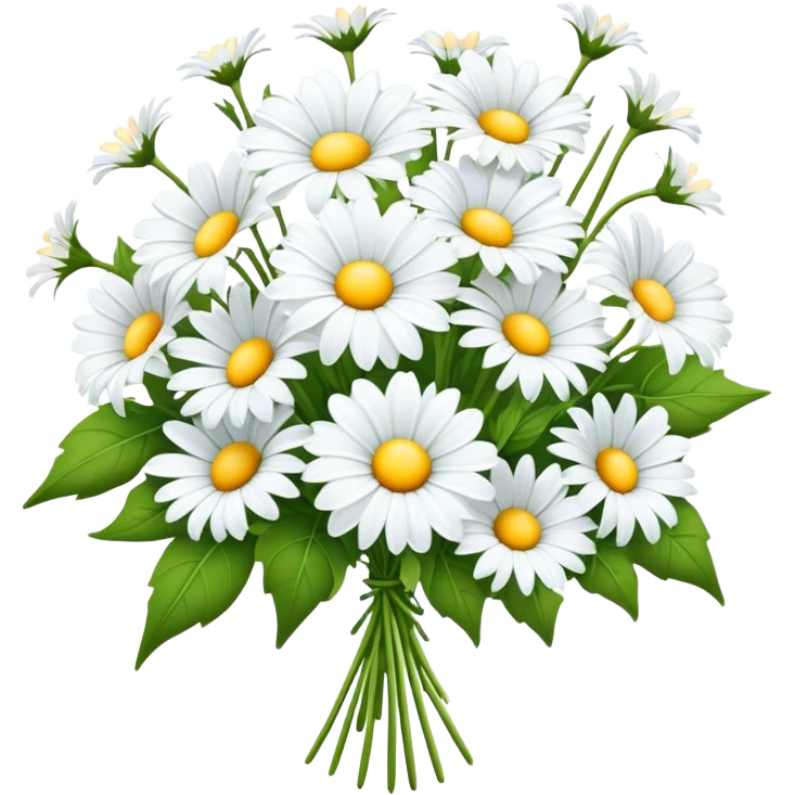 big bouquet Daisy Morning Glory stem, leaf emoji