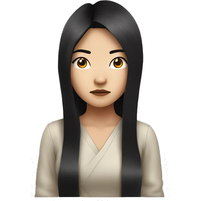 mad asian girl with long black hair emoji