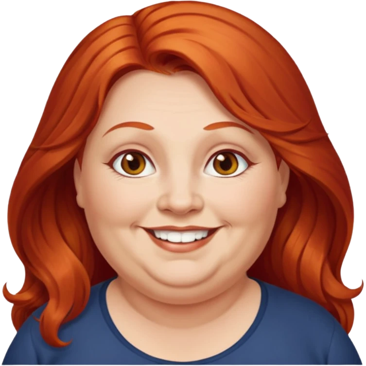 obese; older 50's ; long red hair ; women hazel eyes emoji