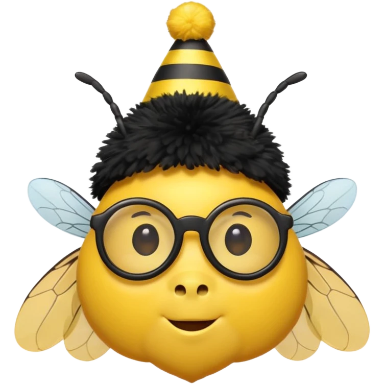 party hat bee with glasses emoji