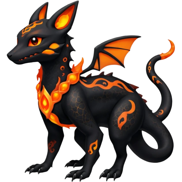 Edgy gothic dark evil volcanic magma-Salandit-Umbreon-Amaura-hybrid-fusion (full body) emoji