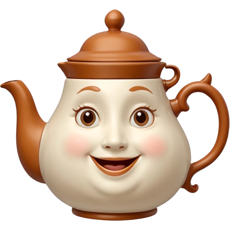 A character from the fairy tale Beauty and the Beast: Mrs. Potts, the lady who was turned into a teapot. She retains the teapot's original form, with an anthropomorphic face on the teapot. emoji