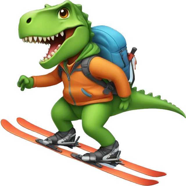 Dino skiing emoji