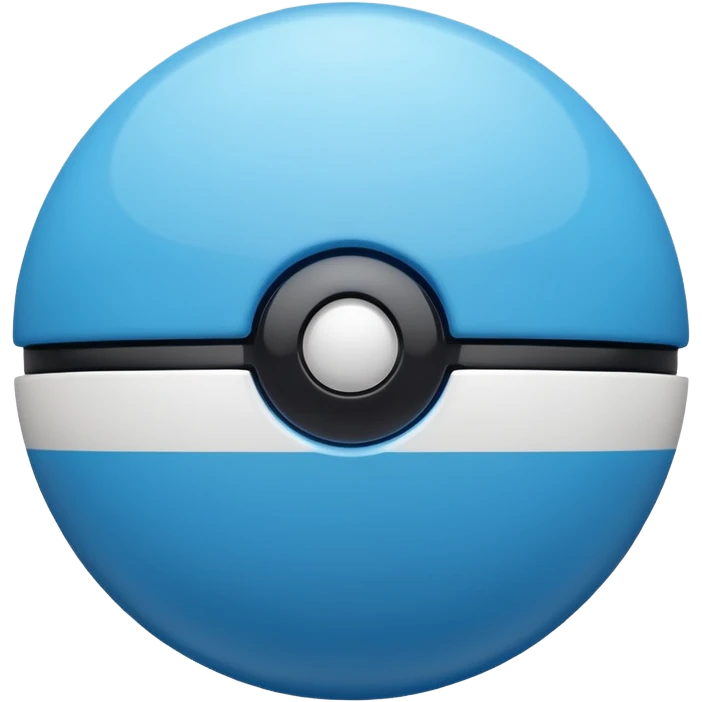 blue pokeball emoji, top half is a more saturated blue, bottom half is white, black stripe, with a white sheen emoji