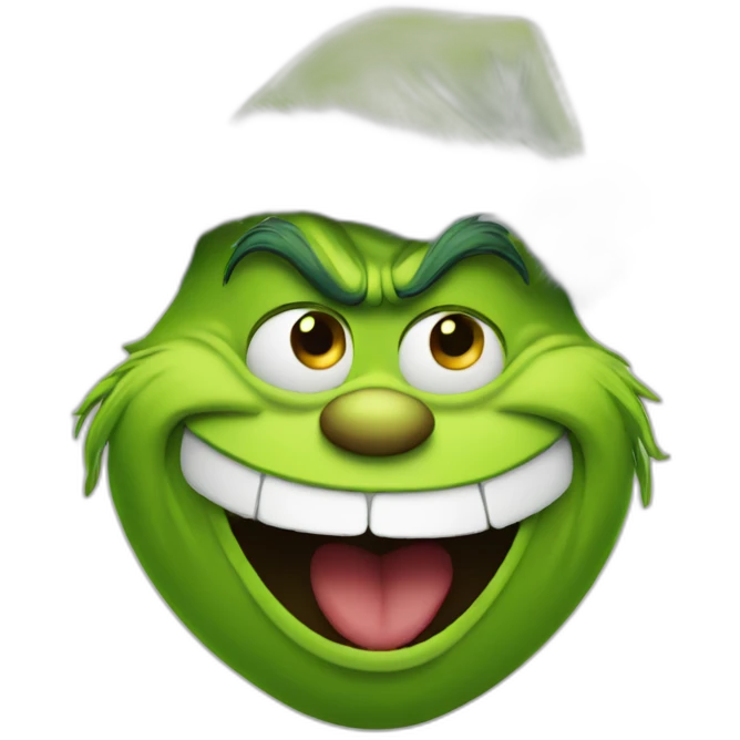 Grinch laughing face with tears emoji