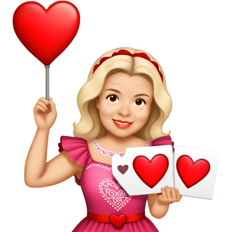 Person dress of love  saying: feliz día de san Valentín emoji