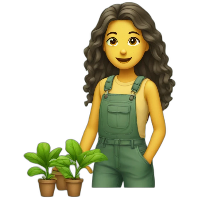 jeune fille entourée de plantes emoji