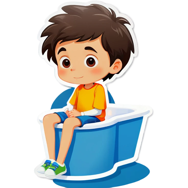Boy sitting in the bathroom  emoji